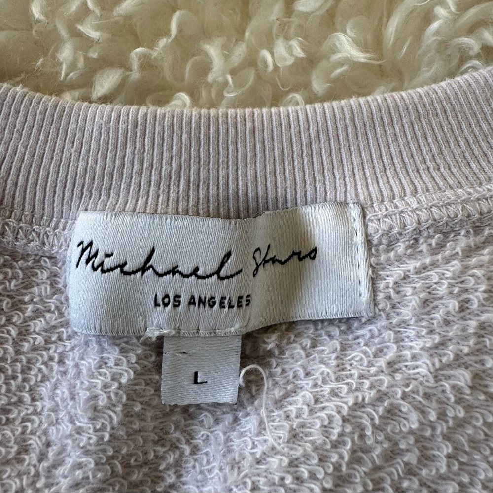Michael Stars sweatshirt cascading ruffle short sleeve French terry top size L - Picture 11 of 11